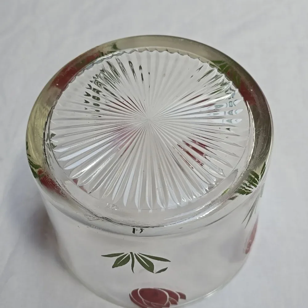 Hazel Atlas Red Tulip Glass Ice Bucket • Vintage 70s • HTF Deco